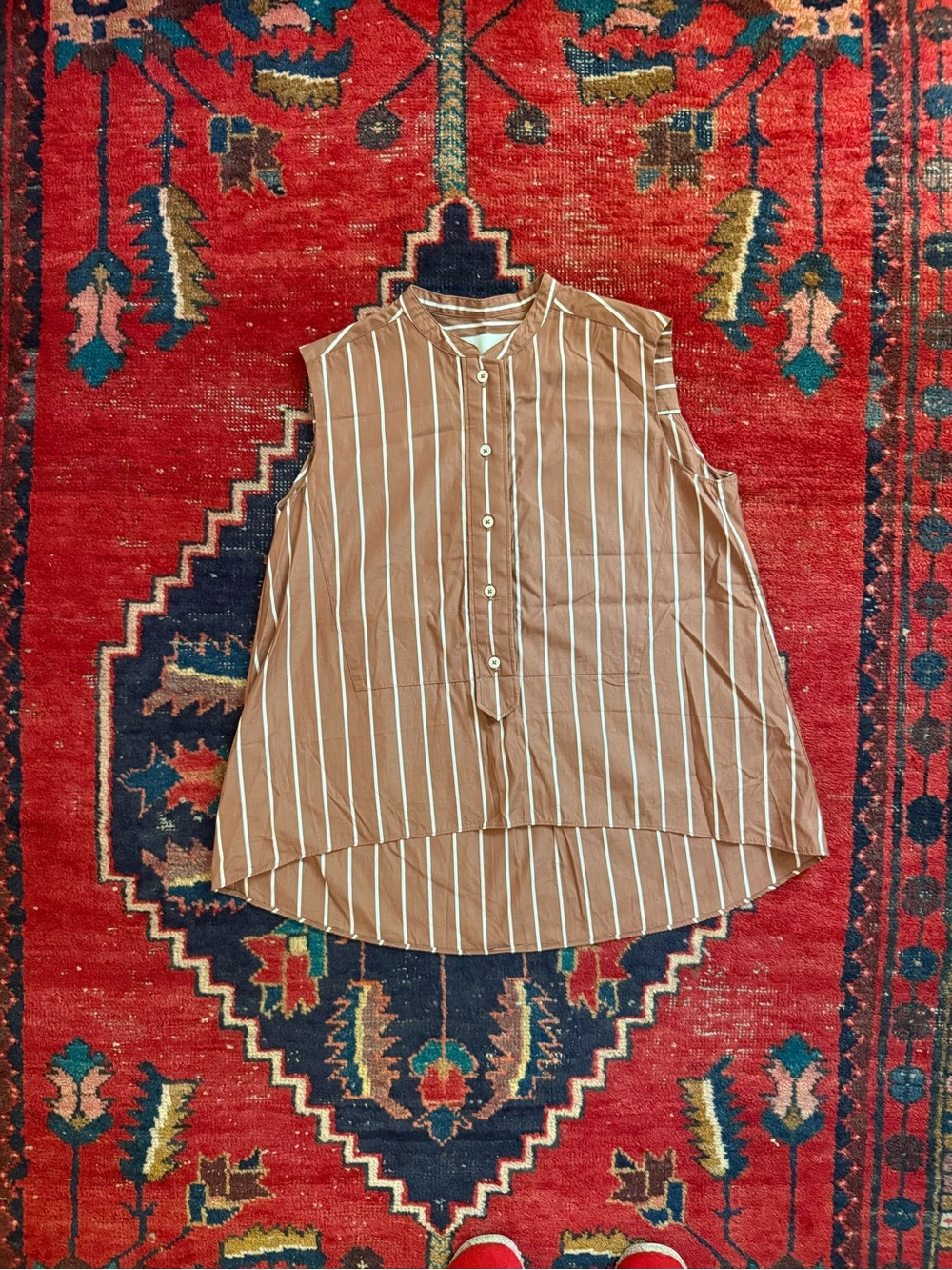 TICCA Striped Sleeveless Shirt - Free Size - S - Brown White Stripes - Japan